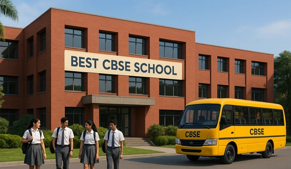 Top-rated CBSE school campus in Bangalore North with modern facilities and students in uniform